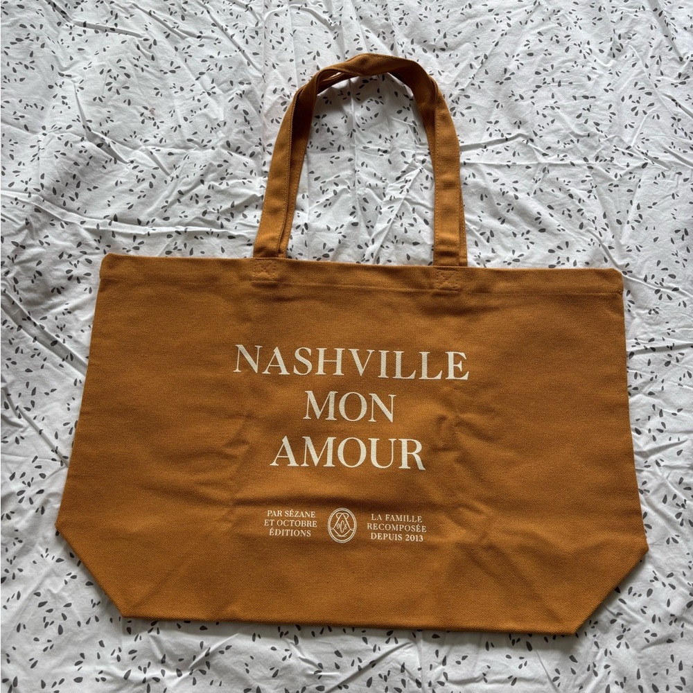 Sezane Nashville Mon Amour Canvas Tote - Mustard